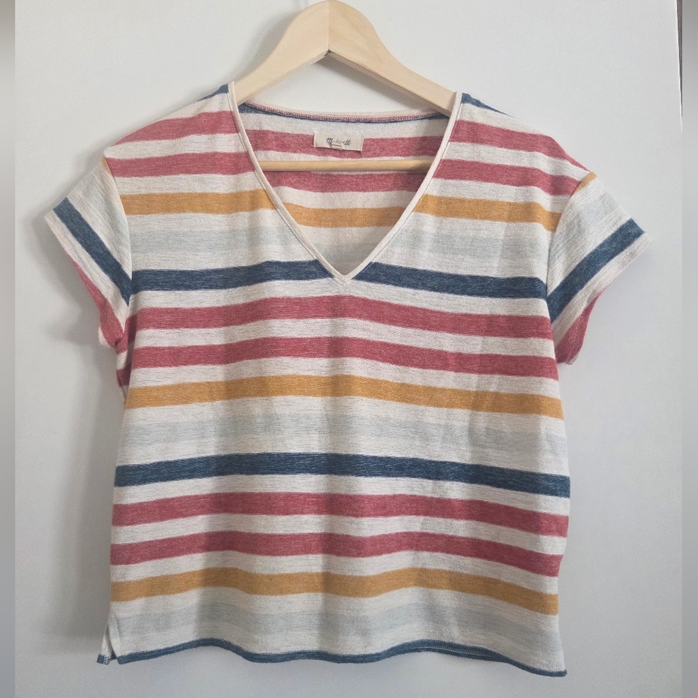 Madewell Multicolor Striped V-Neck Tee